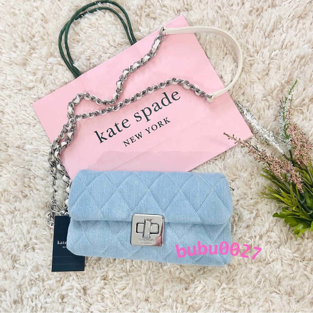NWT🎀Kate Spade Carey Light Denim Wallet On Chain Crossbody KN709 Summer Gift
